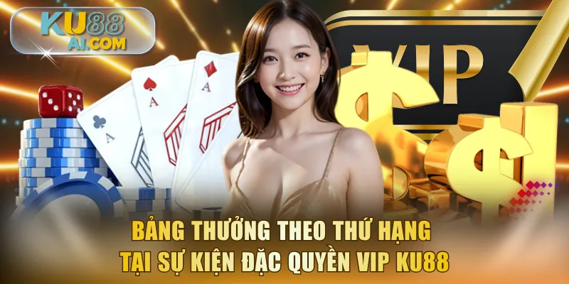 Bảng thưởng theo thứ hạng tại sự kiện đặc quyền VIP KU88