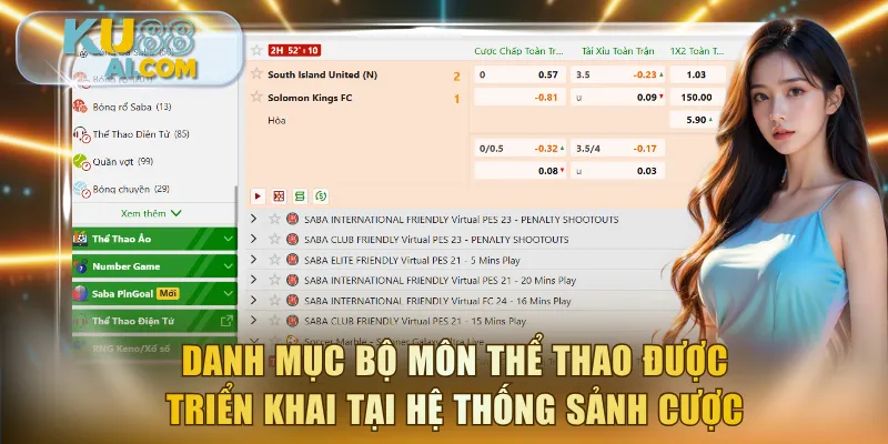 Danh mục bộ môn thể thao được triển khai tại hệ thống sảnh cược